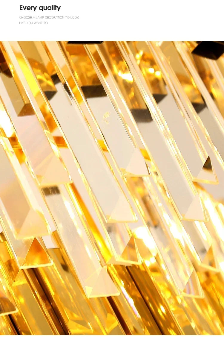 Light luxury golden luxury chandelier interior lighting hotel living room ceiling Led glossy lighting fixture crystal chandelier