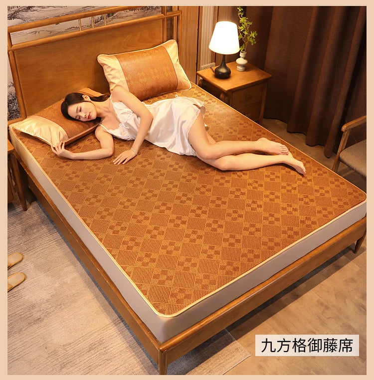 Cool mat summer rattan mat dual-use student dormitory single double foldable mattress summer natural pure rattan straw mat home