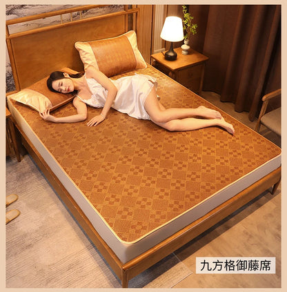 Cool mat summer rattan mat dual-use student dormitory single double foldable mattress summer natural pure rattan straw mat home