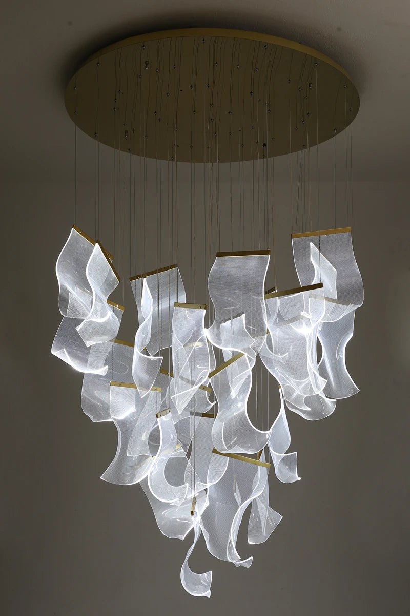 Light Guide LED Modern Chandelier living room decor lighting Duplex Rotating Stairs Pendant Lamp Dining room Hanging Lights