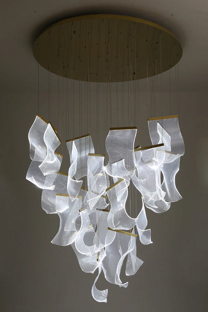 Light Guide LED Modern Chandelier living room decor lighting Duplex Rotating Stairs Pendant Lamp Dining room Hanging Lights