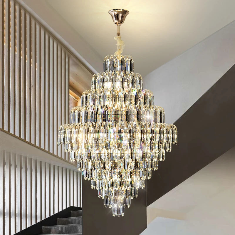 Designer LED Light Luxury Villa Main Hall Crystal Chandelier Luxury Hotel Restaurant Sales Office Custom Lights Pendant lights