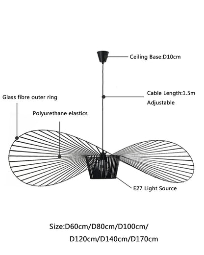 Nordic Vertigo Straw Hat Pendant Lights French Fabric for Restaurant Artistic and Creative Living Room Bedroom Hoom Decor Lamp