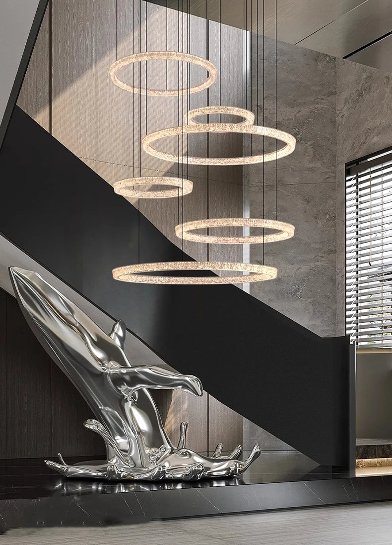 Modern ring stairs led lights pendant light lamps for living room led Chandeliers for dining room hanging light indoor lighting