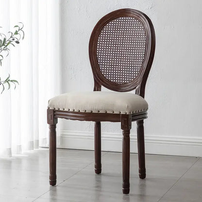Retro Rattan Dining Chair Solid Wood French Chair Mobile Cafe Floor Modern American Country Leisure Chairs Home Furnitures
