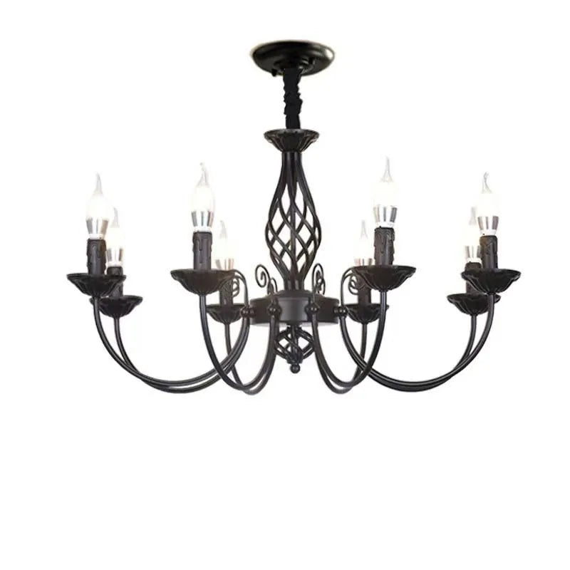American Simple Living Room Light Modern Dining Room Bedroom Chandelier Black Iron Nordic Style Room Decoration Lighting Chandel