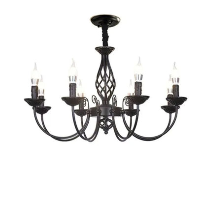 American Simple Living Room Light Modern Dining Room Bedroom Chandelier Black Iron Nordic Style Room Decoration Lighting Chandel
