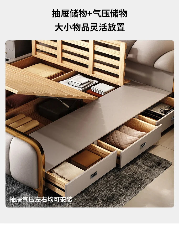 Nordic Luxury Double Bed Modern Wood High End Headboard Frame Double Bed Kids Girl Camas Matrimonial Furniture For Bedroom