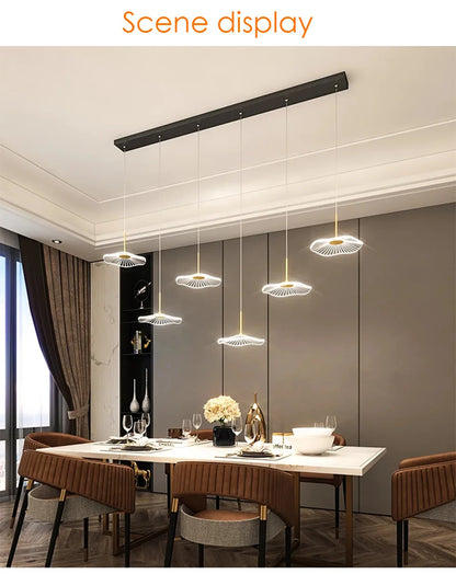 LED Restaurant Chandelier Hanging Pendant Light for Company Hotel Front Desk Lighting Spotlight Lotus Leaf Dining Table Fixtures