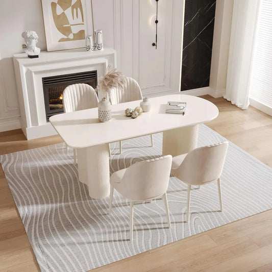 Dining Table Set for 4, 55" Oval Dining Room Table and Chairs Set 4C Baking Paint Technology, Dining Tables with 4 Chairs