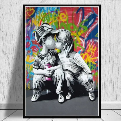 Canvas Wall Art Painting Abstract Banksy Graffiti Art Picture Funny Monkey Street Pop Wall Art Posters for Home Bedroom Decor