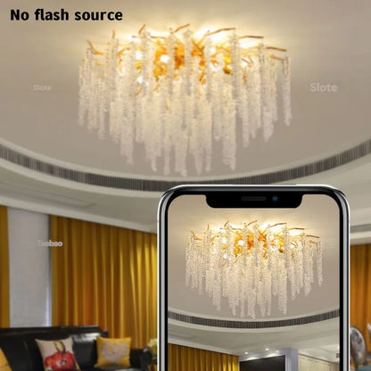 Silver Round Crystal Ceiling Chandelier Light For Bedroom Living Room Dining Kitchen Chrome K9 Crystal Ceiling Light Chandelier