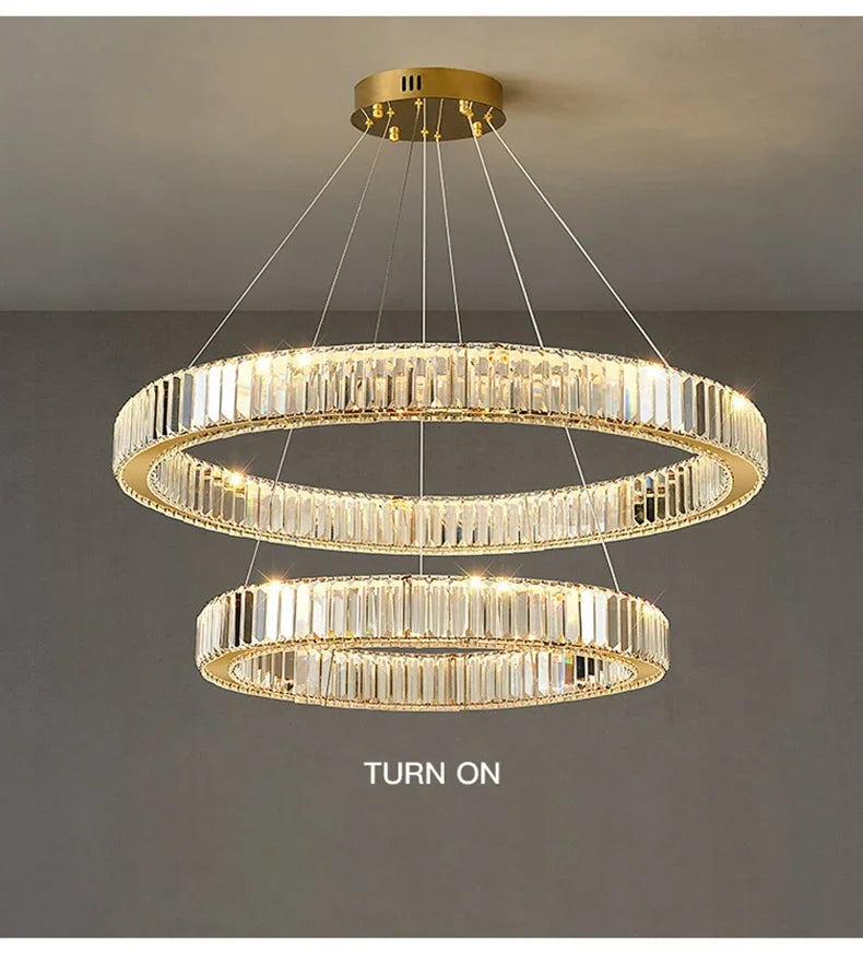 2024 Led Luxury Crystal Ceiling Pendant Lamp Living Room Bedroom Hanging Chandelier Bar Dining Table Light for Room Decor Lustre
