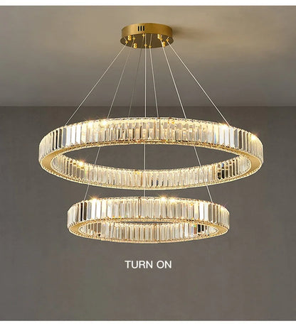 2024 Led Luxury Crystal Ceiling Pendant Lamp Living Room Bedroom Hanging Chandelier Bar Dining Table Light for Room Decor Lustre