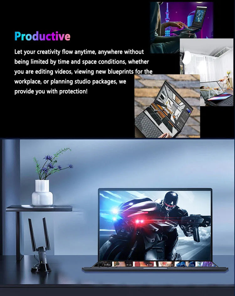 16+14 Dual Screen Touch Intel Core i7-9750H Gaming Business Laptop RAM 64GB SSD 4TB Backlight 6-Core 12 Thread DDR4 HD 4.5GHz