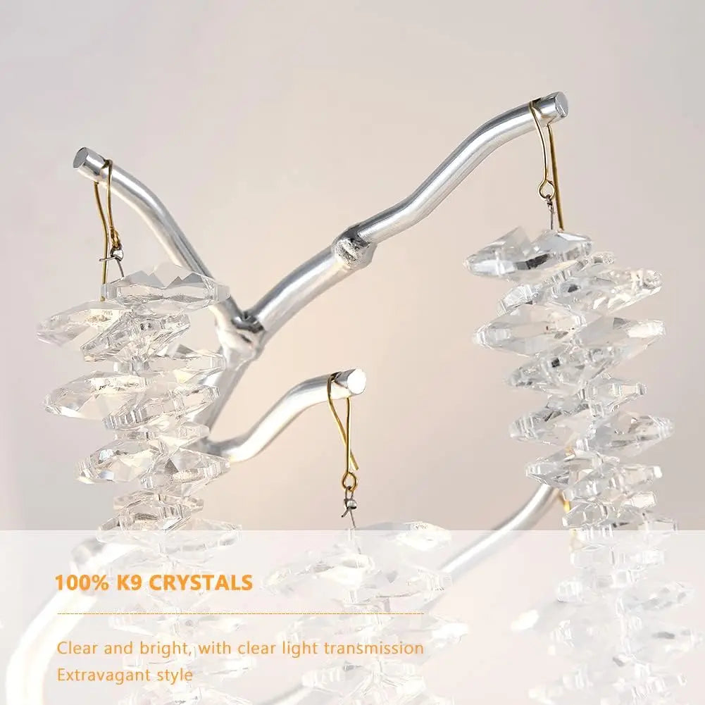 Silver Round Crystal Ceiling Chandelier Light For Bedroom Living Room Dining Kitchen Chrome K9 Crystal Ceiling Light Chandelier