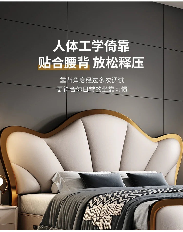 Nordic Luxury Double Bed Modern Wood High End Headboard Frame Double Bed Kids Girl Camas Matrimonial Furniture For Bedroom