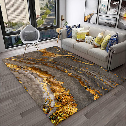 Luxurious Black Green Gold Colour Marble 3D Carpet Rug for Home Living Room Sofa Doormat Decor,kids Area Rug Non-slip Floor Mat