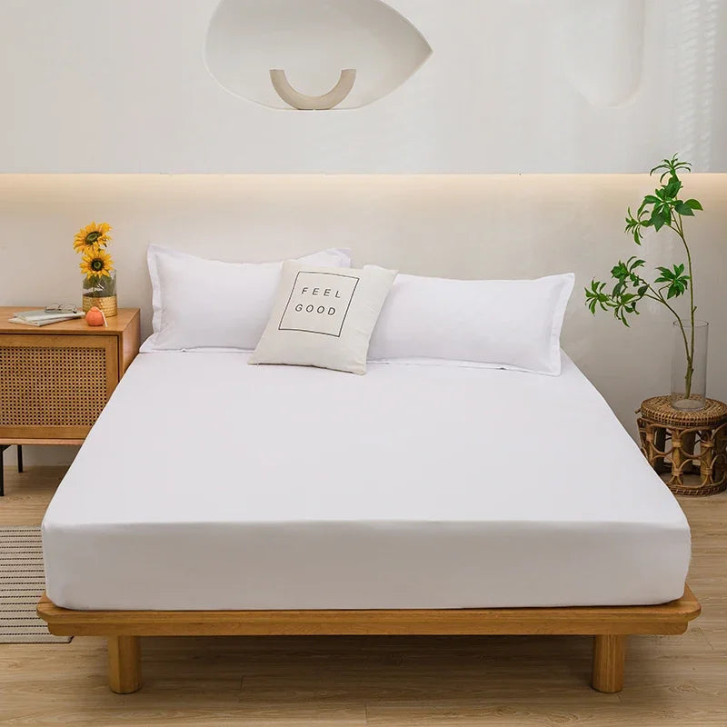 Solid Color Fitted Sheet with 2 Pillowcase Hotel Luxury Deep Pocket Sheet Soft Microfiber Breathable & Comfy Bed Sheet Set, Twin