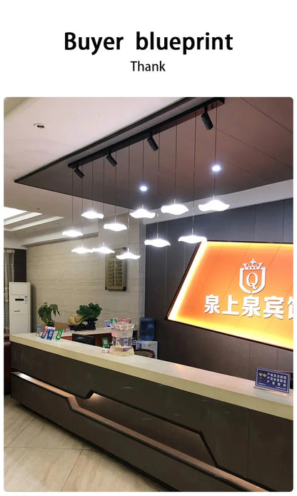 LED Restaurant Chandelier Hanging Pendant Light for Company Hotel Front Desk Lighting Spotlight Lotus Leaf Dining Table Fixtures