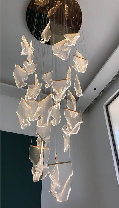Light Guide LED Modern Chandelier living room decor lighting Duplex Rotating Stairs Pendant Lamp Dining room Hanging Lights