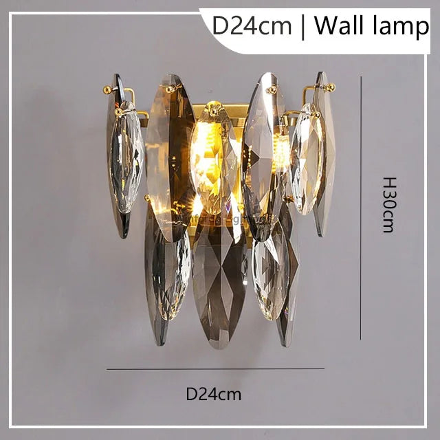 Modern Grey Clear Crystal Chandelier Light Luxury LED Lamp Fixture For Living Dining Room Winfordo Lighting