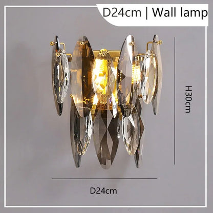 Modern Grey Clear Crystal Chandelier Light Luxury LED Lamp Fixture For Living Dining Room Winfordo Lighting
