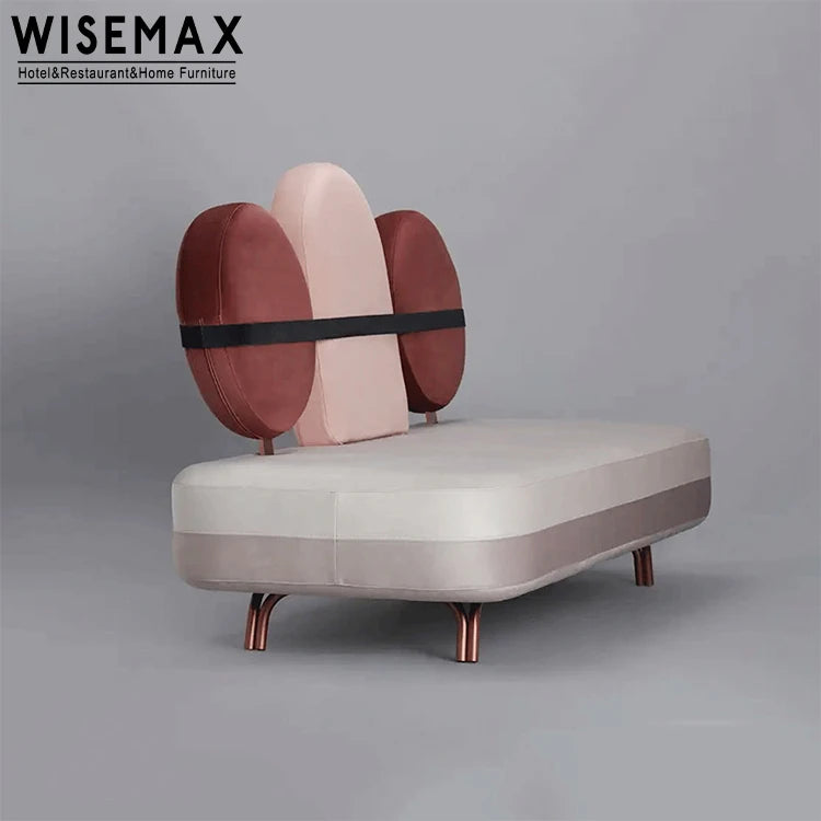 Retro Design Living Room Sofas Gold Metal Legs Pink Green High Back Velvet Fabric Sofa 2 Seat Bench for Hotel