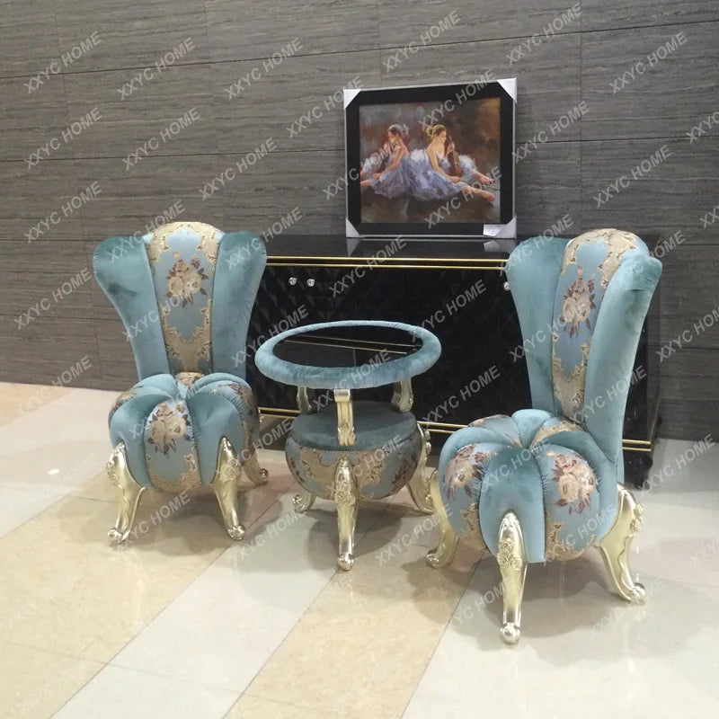 European-Style Leisure Chair Coffee Table Three-Piece Living Room Sofa Couch Balcony Table and Chair Living Room