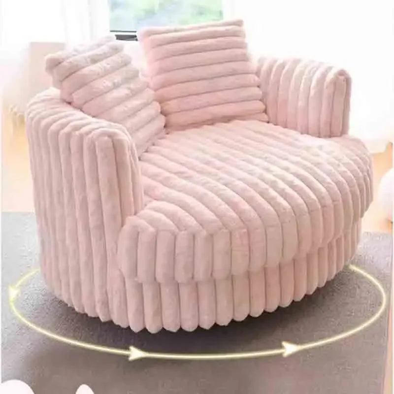 Leisure Comfy Single Sofa Chair Soft Upholstered Movable Swivel Accent Chair for Living Room Bedroom Armchair with Wheels