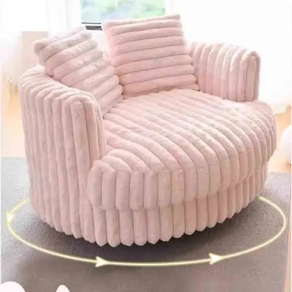 Leisure Comfy Single Sofa Chair Soft Upholstered Movable Swivel Accent Chair for Living Room Bedroom Armchair with Wheels