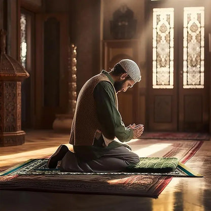 Nicoman Muslim Prayer Rug with Elegant Design | Janamaz | Sajadah | Soft Islamic Carpet Mat, Thick Velvet Fabric