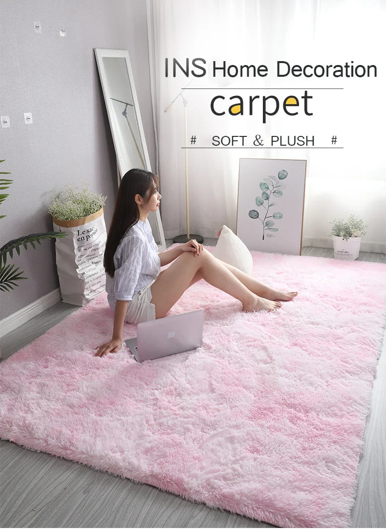 Pink Kids Carpet For Girls Bedroom Decoration Nordic large Living Room's Rugs Fluffy Hall Carpets Soft Plush Nursery Play Mats