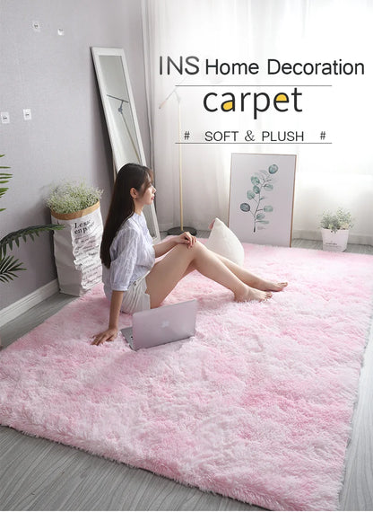Pink Kids Carpet For Girls Bedroom Decoration Nordic large Living Room's Rugs Fluffy Hall Carpets Soft Plush Nursery Play Mats