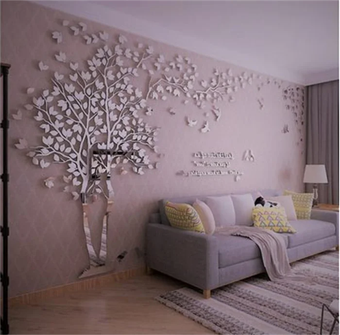 3D Mirror Tree Wall Sticker, Living Room Decals, DIY Acrylic Art, TV Background Wall Poster, Home Decoration, Bedroom Wallpaper