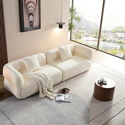 135"Curved Sectional Sofa,Modern Boucle Fabric Upholstered Modular Couch Oversized 6-Seat Sofa for Living Room,Bedroom,Apartment