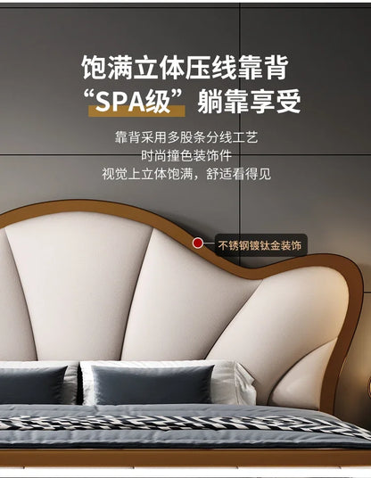 Nordic Luxury Double Bed Modern Wood High End Headboard Frame Double Bed Kids Girl Camas Matrimonial Furniture For Bedroom