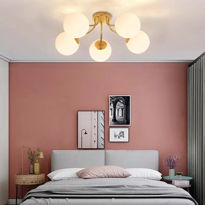 Nordic Milk White Glass Chandel Ceiling Lights for Living Room Bedroom LED Chandelier Kitchen Light Black Lighting Light Fixture