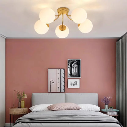 Nordic Milk White Glass Chandel Ceiling Lights for Living Room Bedroom LED Chandelier Kitchen Light Black Lighting Light Fixture