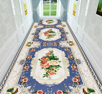 Luxury Classic Style Lobby Long Corridor Carpet Floral Wedding Passageway Large Area Rug Comfortable Washable Non-slip Floor Mat