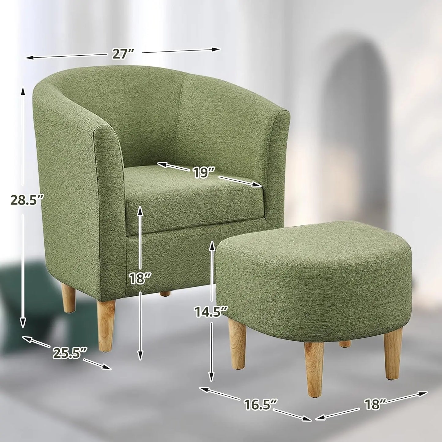 Accent Chair, Sherpa Chair White Fluffy Chair Teddy Barrel Chair with Ottoman Comfy ArmChair Footrest Set