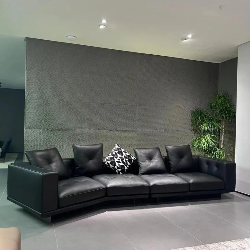 Large Nordic Italian Sofa Luxury Beige Leather Designer Modern Double Couch Living Room Chaise Canape Salon Home Furniture