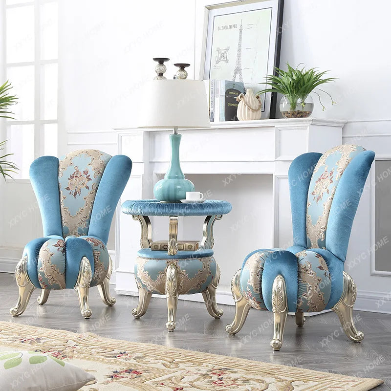 European-Style Leisure Chair Coffee Table Three-Piece Living Room Sofa Couch Balcony Table and Chair Living Room