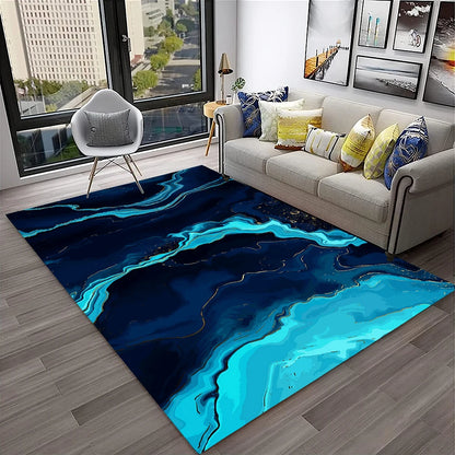 Luxurious Black Green Gold Colour Marble 3D Carpet Rug for Home Living Room Sofa Doormat Decor,kids Area Rug Non-slip Floor Mat