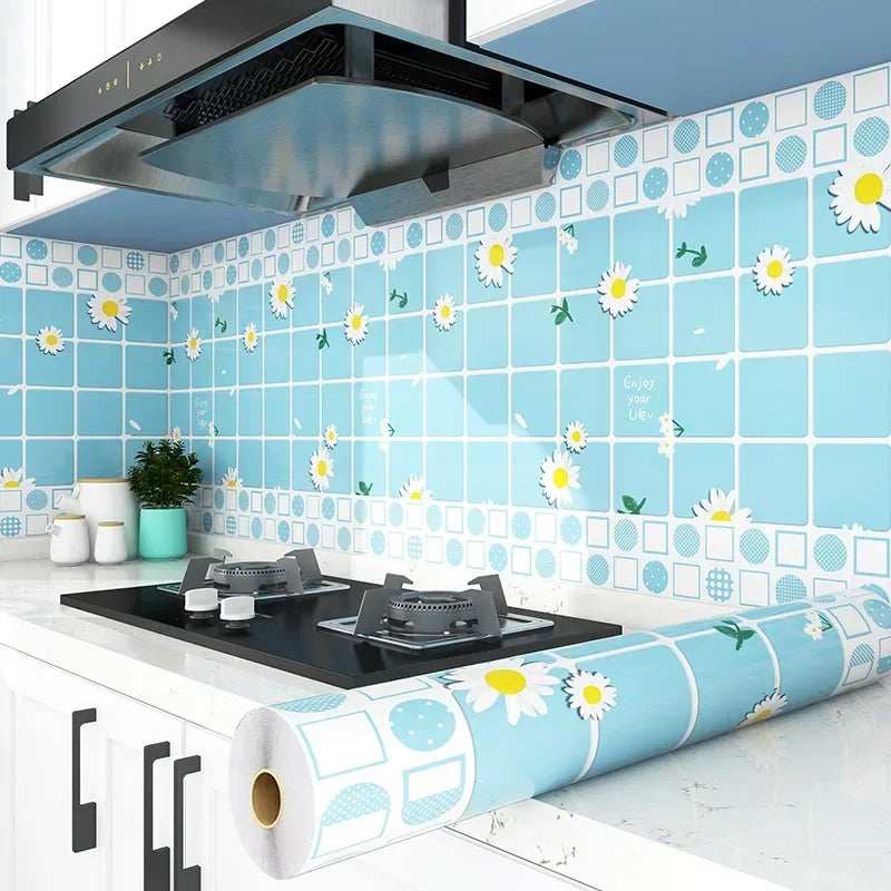 Kitchen Stove Oil-proof Sticker Waterproof High Temperature Resistant Wallpapers Kitchen Decoration Self Adhesive Contact Paper