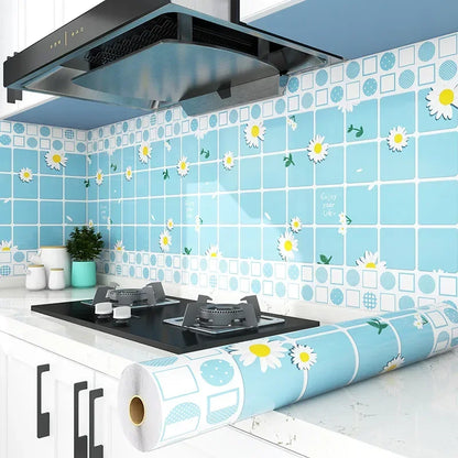 Kitchen Stove Oil-proof Sticker Waterproof High Temperature Resistant Wallpapers Kitchen Decoration Self Adhesive Contact Paper