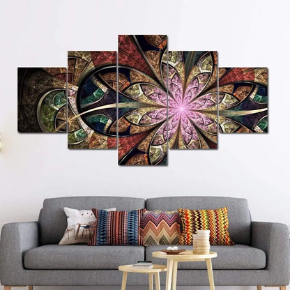 5 Panels Aesthetic Landscape Canvas Painting Abstract Natural Landscape Golden Light Art Luxury Posters Prints Living Room Decor