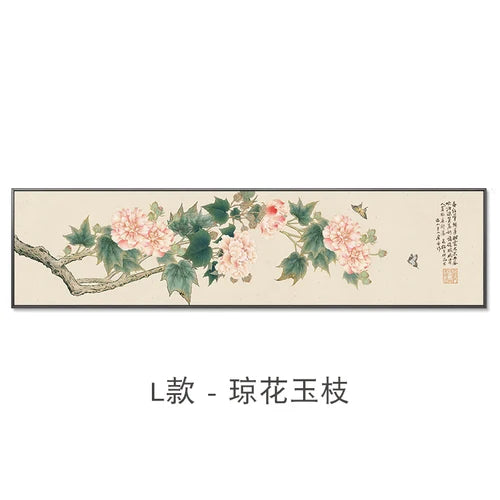 New Chinese Zen Flower and Bird Bedhead Painting Living Room Decoration Painting Sofa Background Wall Mural Painting Home Decor