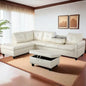 L Shaped Sectional Sofa Set with Storage Ottoman Reversible Back Cushion W/Cupholders, Wide Convertible Upholstered Couch