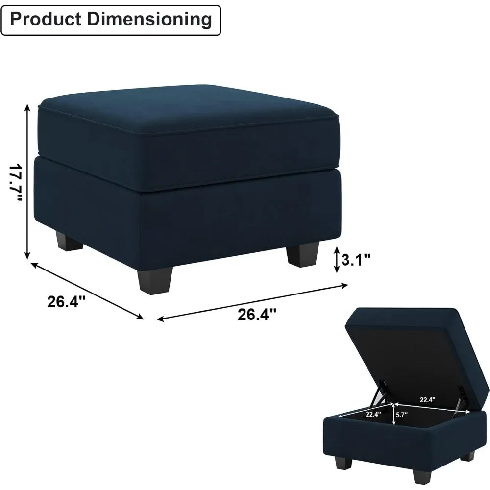 Storage of Modular Segmented Sofas Ottoman Modular Square Seats Item Weight 92 Pounds Cube Velvet Footstool Blue